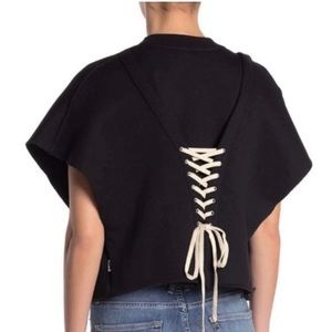 Good American - Articulated Crop Top Lace-up Shirt